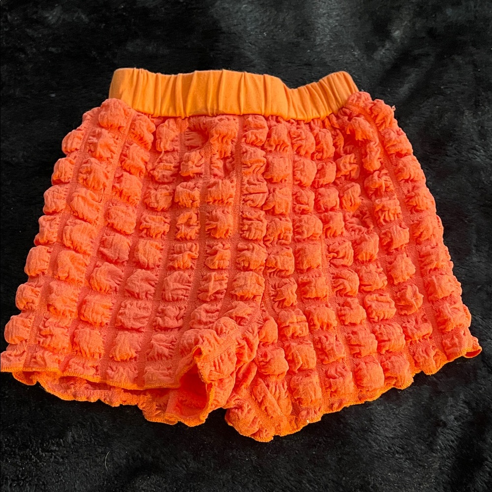 Orange Textured Kids Shorts